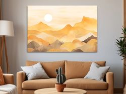 Watercolour painting of expressionism mountain landscapes ,Canvas wrapped on pine frame