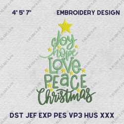 We Wish You A Merry Christmas Embroidery Machine Design, Christmas Tree Embroidery Machine Design, Instant Download