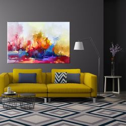 abstract colorful wall art, large oil painting, thick colorful oil large wall painting canvas oil painting abstract larg