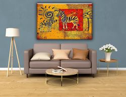 african art canvas decor, horse design canvas, designer canvas, wall hanging decor, canvas painting, home decor wall art