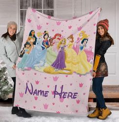personalized princess blanket, disney princess blanket, princess baby blanket, fairy tale princess blanket, disneyland p