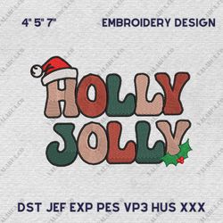 Merry And Bright Embroidery File, Holly Jolly Christmas This Year Embroidery Machine Design, Instant Download