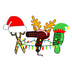hair stylist christmas svg, christmas svg, elf hat svg, reindeer hat svg, santa hat svg, holidays svg, digital download