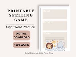 Printable Sight Word Worksheets Kindergarten-1st Grade Reading & Spelling Activity | Learn To Read with Fry's First 100