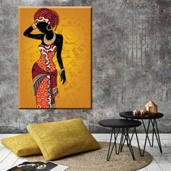 black woman canvas decor, african girl art decor, ethnic wall art, wall art canvas, wall hanging decor, home decor rug,