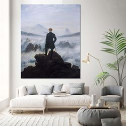 caspar david friedrich canvas, wanderer above the sea of fog print, wall art canvas, original print canvas, wall hanging