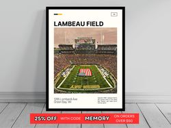 Lambeau Field Green Bay Packers Poster NFL Art NFL Stadium Poster Oil Painting Modern Art Travel Art