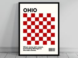 Ohio State Fan OSU Buckeyes Football Poster Art Funny College Poster Ohio State Football Fan Modern Art Travel Art