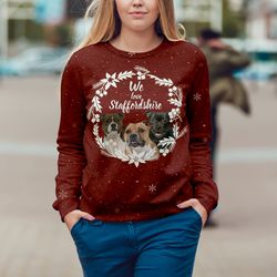Winter Staffordshire Bull Terrier Sweater, Unisex Sweater, Sweater For Dog Lover