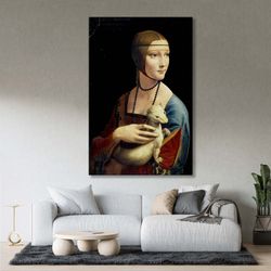 Leonardo da Vinci, Lady with an Ermine, World Famous Painting,  The World Classic Art, Office Decor, Da Vinci Wall Art,