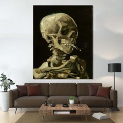 Skeleton Smoking, Vincent Van Gogh, Van Gogh Decor, Skull Wall Art, Van Gogh Poster,Skull Smoking, Skull Poster,Skull wi