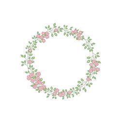 Flower Wreath Embroidery Design, 6 sizes, Instant Download