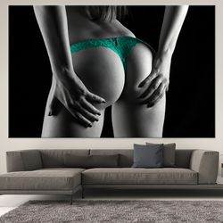 Wall Art Canvas, Teal Green Underwear Canvas Decor, Erotic Wall Decor, Nude Art, Sexy Body Decor, Erotic Art, Bedroom De