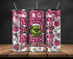 Christmas 20oz Tumbler Wrap PNG, Christmas 3D Inflated Puffy Tumbler Wrap Png, Grinchmas 20oz Png 304