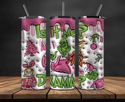 Christmas 20oz Tumbler Wrap PNG, Christmas 3D Inflated Puffy Tumbler Wrap Png, Grinchmas 20oz Png 306
