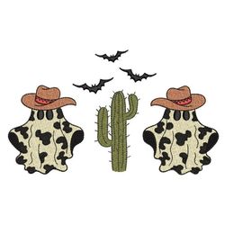 Halloween Cow Embroidery Design, Halloween Western Embroidery, Halloween Cowboy Embroidery Design, 4 sizes, Instant Down