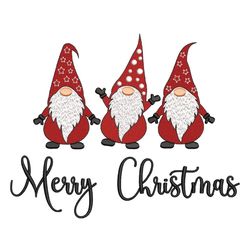 Merry Christmas Gnomes Embroidery Design, Christmas Gnomies Embroidery File, 3 sizes, Instant Download