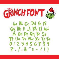Grinch Font SVG , Grinch Face Svg, Grinch Hand, Grinch Ornament, Grinch smile, Green Character svg, Grinch Christmas svg