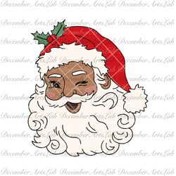 Retro Black Santa Claus SVG PNG, Brown Santa, Red Santa Svg, Vintage Christmas SVG, Vintage Santa Svg Png, Old School Fa