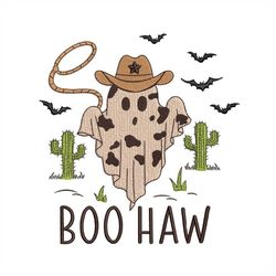 Boo Haw Embroidery Design, Halloween Western Embroidery, Halloween Cowboy Embroidery Design, 3 sizes, Instant Download
