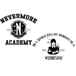 Wednesday Addams bundle svg, Jenna Ortega svg, Wednesday svg, Nevermore Academy SVG, University Sweater Decal, Addams Fa
