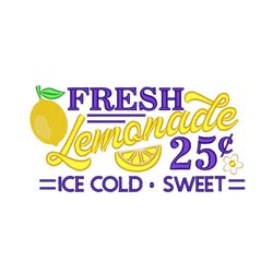 Fresh lemonade embroidery design, 4 sizes, Instant download