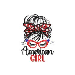 American Girl Embroidery Design, 3 sizes, Instant Download