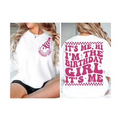 It's Me, Hi I'm The Birthday Girl Svg Png, Birthday Party Svg, Trendy Retro Groovy Wavy Stacked Sublimation Designs, SVG