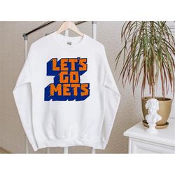 Vintage Lets Go New York Baseball Typography White Sweatshirt, New York Baseball Team Retro Sweatshirt, Baseball Lovers
