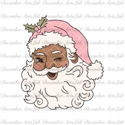 Retro Black Santa Claus SVG PNG, Brown Santa, Pink Santa Svg, Vintage Christmas SVG, Santa Face Svg, Christmas Svg Png,
