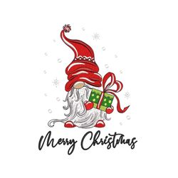 Merry Christmas Gnome Embroidery Design, 5 sizes, Instant Download