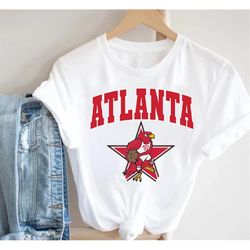Atlanta Basketball Mascot Supper Star Player Vintage White TShirt, Atlanta Basketball Team Shirt, American Basketball Sh