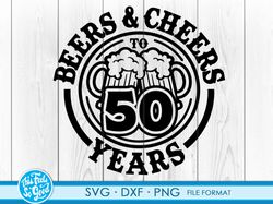 Beer Birthday 50 Years svg files for Cricut. 50th Anniversary Gift Birthday png, SVG, dxf clipart files. 50th Bithday gi