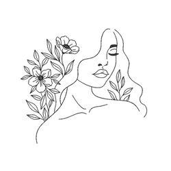 Women's Face with Flowers Embroidery Design, Women Embroidery File, 4 sizes, Instant download