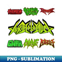 thrash metal band logos - retro png sublimation digital download - bring your designs to life