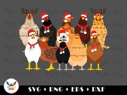 Christmas Chickens, Farm Heifer Christmas SVG PNG - Digital Art work designd by FlyHorShop 1