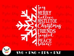 Christmas Snowflake Joy merry believe mistletoe SVG PNG - Digital Art work designd by FlyHorShop 1