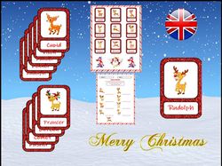 **Xmas Special** Flash Cards: Santas Reindeer.