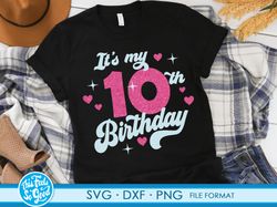 Cute Turning 10 years old svg 10th Birthday svg files for Cricut. Birthday Gift Turning 10 years old svg 10th Birthday p