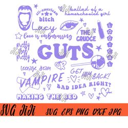 GUTS Tracklist SVG, Album Trackless Poster GUTS By Olivia Rodrigo SVG, Olivia Rodrigo Singer SVG