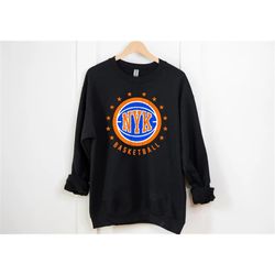 New York Basketball Team Vintage Black Sweatshirt, New York Baskeball Retro Sweatshirt, New York City Sports Shirt, Chri