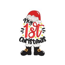 My 1st Christmas Embroidery Design, Baby First Christmas Embroidery File, 4 Sizes, Instant Download