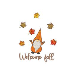 Autumn Gnome Embroidery Design, 4 sizes, Instant Download