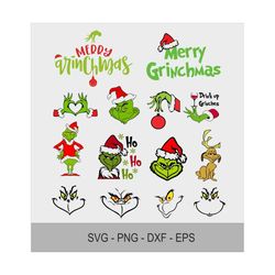 Grinch Face Svg, Grinch Hand, Grinch SVG Bundle, Grinch Ornament, Grinch smile, Green Character svg, Christmas , Cut Fil