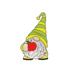 Back to School Gnome Embroidery Design, 5 sizes, Instant Download