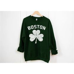 Boston Basketball Team Shamrock Vintage Classic Forest Green Sweatshirt, Boston Baskeball Retro Sweatshirt, Boston City