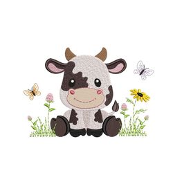 Baby Cow Embroidery Design, Farm Animal Embroidery File, 3 Sizes, Instant Download