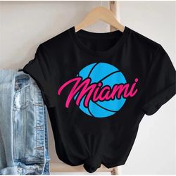 Miami Basketball Retro Style Classic Black TShirt, Miami Basketball Team Vintage Shirt, American Basketball Shirt, Gifts
