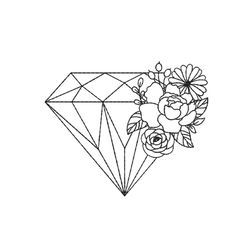 Flower Diamond Embroidery Design, 4 sizes, Instant Download