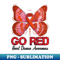 Go Red Heart Disease Awareness 2023 Red Ribbon Butterfly - Digital Sublimation Download File - Enhance Your Apparel with Stunning Detail